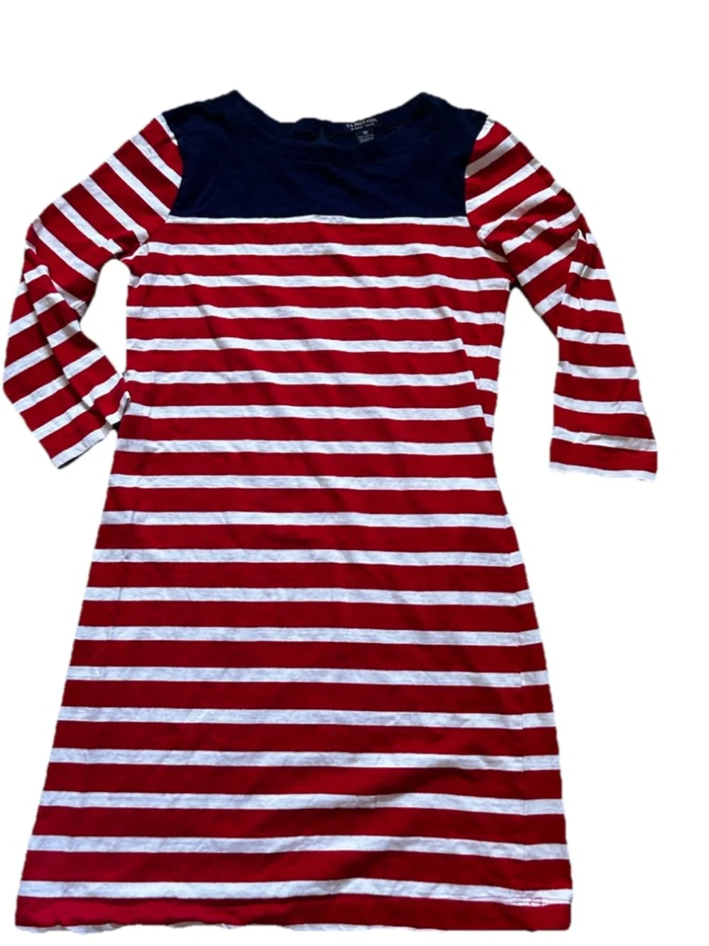 U.S. Polo Assn. Red, White & Navy Striped Long-Sleeve Mini Dress - Picture 2 of 5